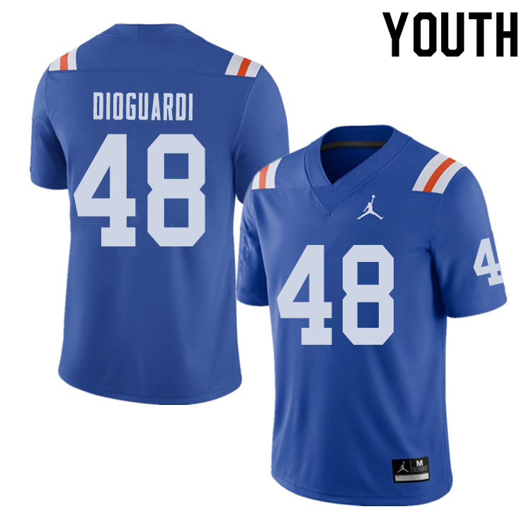 Jordan Brand Youth #48 Brett DioGuardi Florida Gators Throwback Alternate College Football Jerseys S